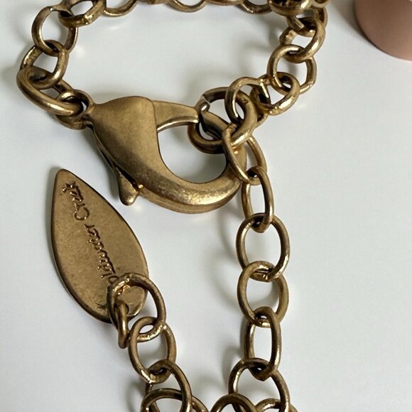 Vintage Coldwater Creek Green Cabochon Statement Necklace Gold Tone 32" - Picture 8 of 11